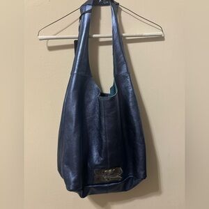 Blue Leather Tote Bag by SHARIF